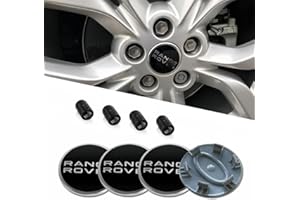QOMAGO 4PCS Wheel Center caps with Same Logo tire Valve caps Cover Compatible with Range Rover Original Vehicle Replacement 2.5in/63mm Center Wheel hub Rim Cover