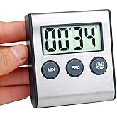 Kyzistn Digital Kitchen Timer - Magnetic Countdown With Loud Alarm, Stainless Steel for Cooking, Baking, Sports Games