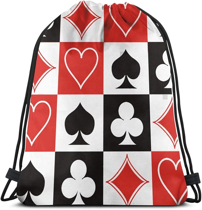Grid Poker Playing Cards Unisex Home Gym Sack Bag Sport