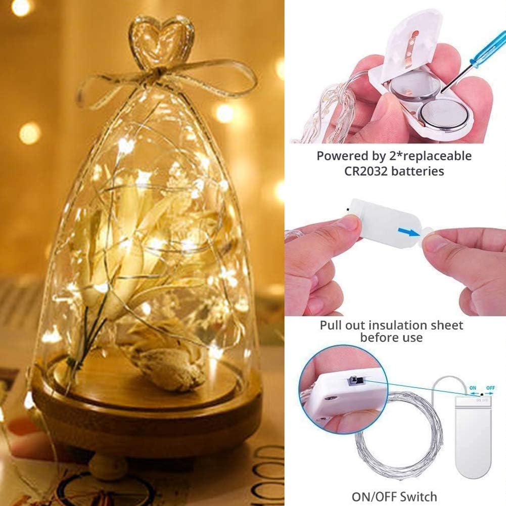 Koxly Fairy String Lights , 6 Pack 7ft 20 LED Starry Light CR2032 Battery Included Operated Decorative Twinkle Strings for Indoor Bedroom Outdoor Wedding Party Christmas Festival Decorations: Home Improvement