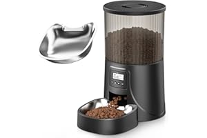 PETULTRA Automatic Cat Food Dispenser, Automatic Cat Feeder Programmable Portion Control, 4L Timed Auto Dog Feeders with Stainless Steel Bowl, Desiccant Bag, Dual Power Supply