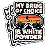 3Pcs My Drug of Choise is White Powder Sticker Skiing Snowboard Lover Ski Skier Sticker Winter Snow Sports Mountain Stickers Snowman White Powder Decal for Laptop Bottle Phone Car Hard Hat 3"x3"