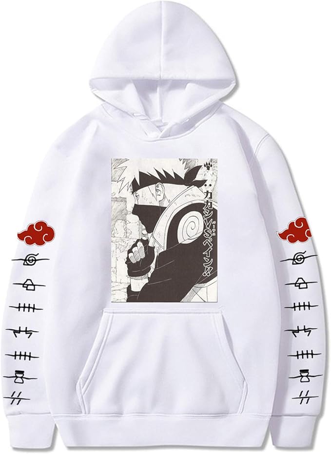 Unisex Anime Naruto Casual Long Sleeve Hoodie Hatake Kakashi Pullover Sweatshirts: Amazon.co.uk 