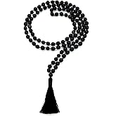 AWAKEN YOUR KUNDALINI Hand Knotted Black Vijayanti Vaijayanti Mala Necklace with 6-7mm Beads - Virgo Sun Sign, Root Chakra Alignment - Protection, Victory Mala