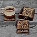 storeindya Store Indya Coaster Set of 4 Handcrafted for Drinks & Dining. Handcrafted Elephant Design Tabletop for Home Decor. Kitchen Accessories.
