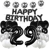 WXLWXZ Giant 29th Birthday Balloon 29th Birthday Decorations 29 Balloon Number - 40 Inch Happy 29 Years Old Birthday Party Supplies for Women,Men (Black)