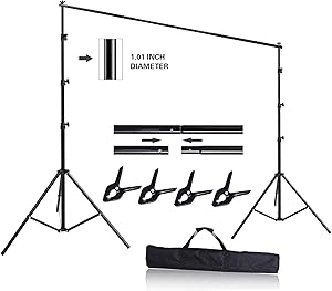 HYJ-INC 10ft x 8.5ft Adjustable Photography Backdrop Support System Photo Video Studio Muslin Background Stand Kit with Carry Bag