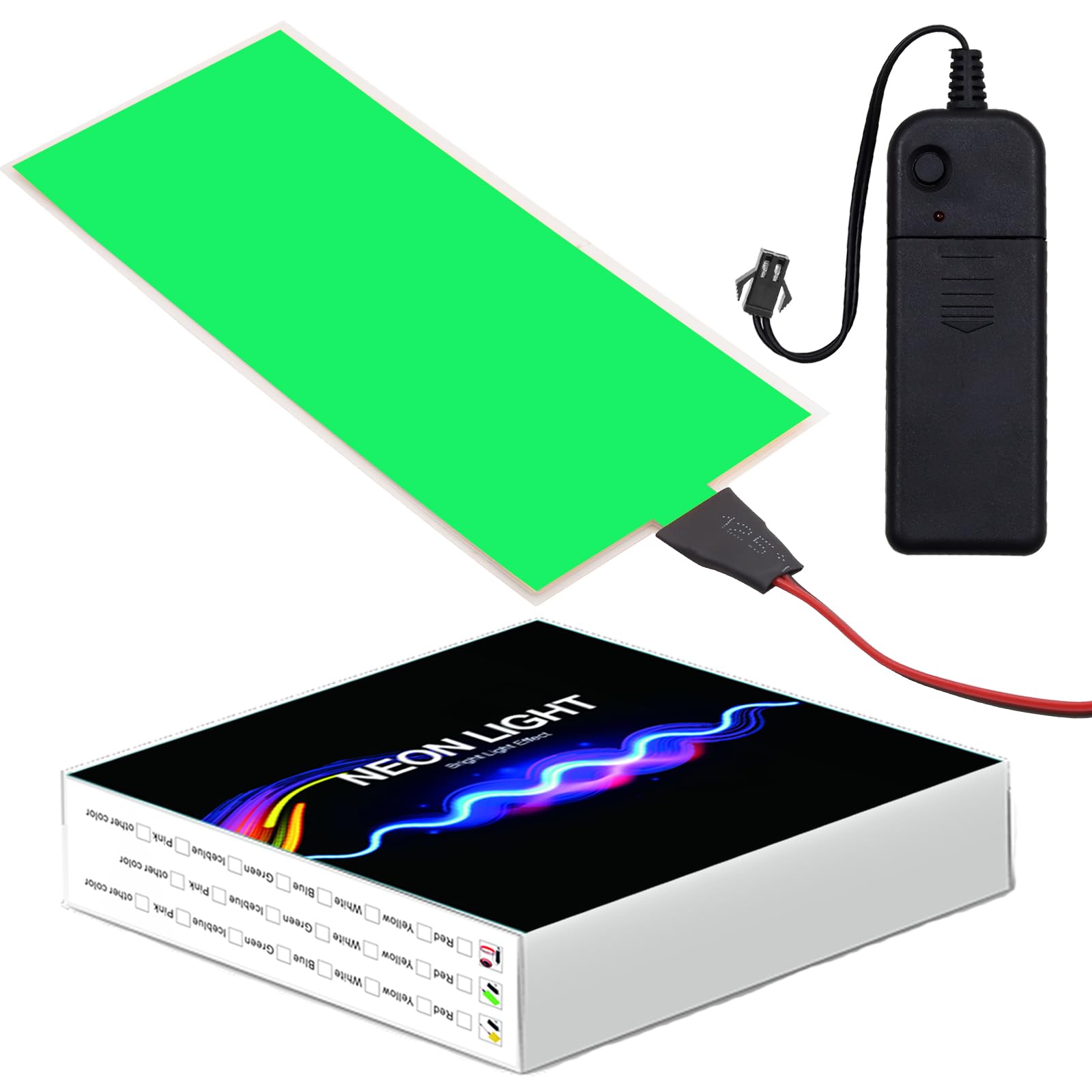 EL Panel Electroluminescent Light Sheet Light Decorations Neon Sheet 12 cm x 5 cm (4.8" x 2.0") ON/Slow Flash/Fast Flash,1Pack (1, Green, 12cm*5cm)