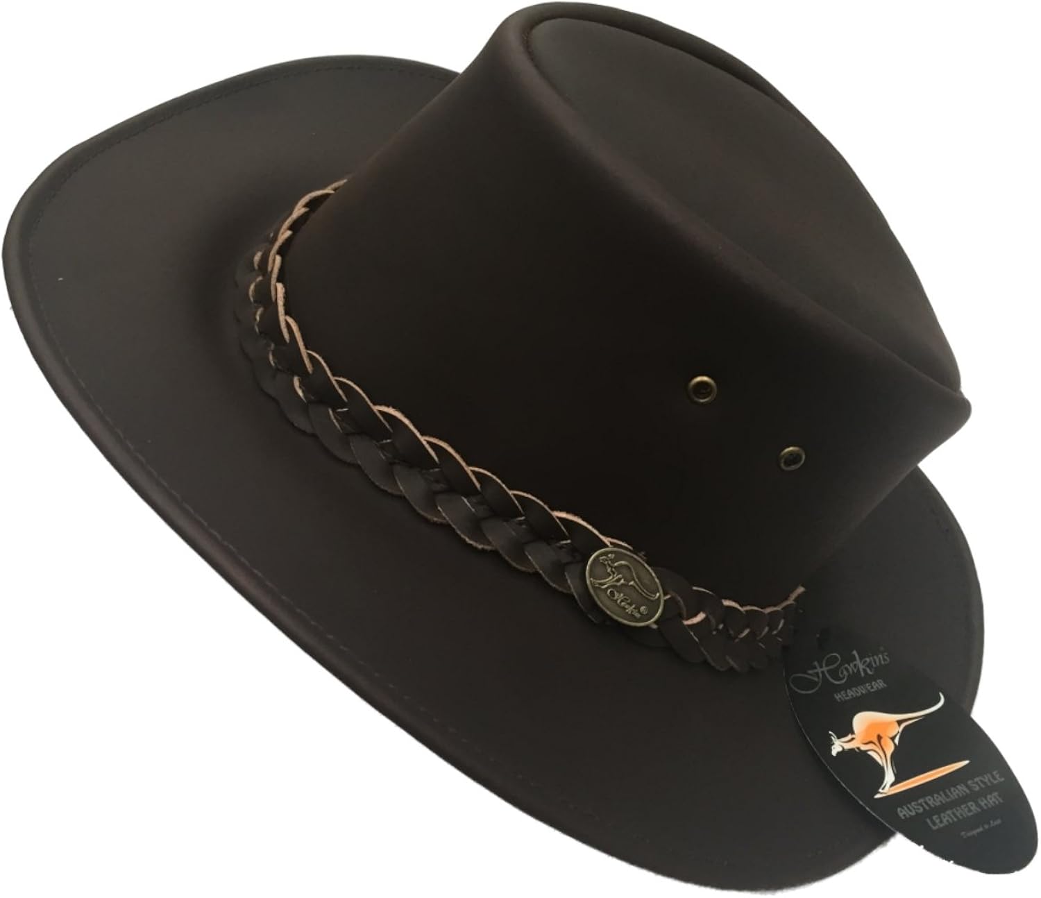 Hawkins Headwear Australian Style 100 Genuine Leather Cowboy Bush Hat