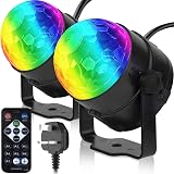 CATPOWER Pack of 2 Remote Control Sound Activated Party Lights UK Plug 4m Cable