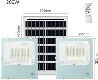 200W Solar Foco Proyector LED Exterior, IP66 Luz de seguridad a ...