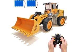 FANXMF RC Wheel Loader 1/14 9CH Remote Control Construction Vehicle Tractor 2.4G Articulated Dozer Front Loader Bulldozer Crawler with Lights & Sound Engineering Truck 2 Batteries Toys for Kids 6+