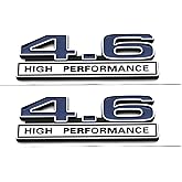2pcs 4.6 Liter High Performance Engine Emblems Badge 3D Decals Stickers Cars Trucks (Chrome Blue)