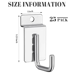 Tandefio 25 Pack J Shaped Slatwall Hooks and