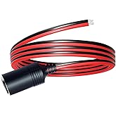 Faoyliye 12AWG Car Cigarette Lighter Extension Cord,12V Female Cigarette Lighter Socket Plug Connector Adapter Extension Cord- 1.5m/5ft