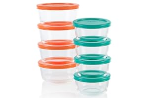 Pyrex Simply Store 8-Pack Small Glass Food Storage Set, Round Containers With Lids, BPA-Free, Dishwasher & Microwave Safe