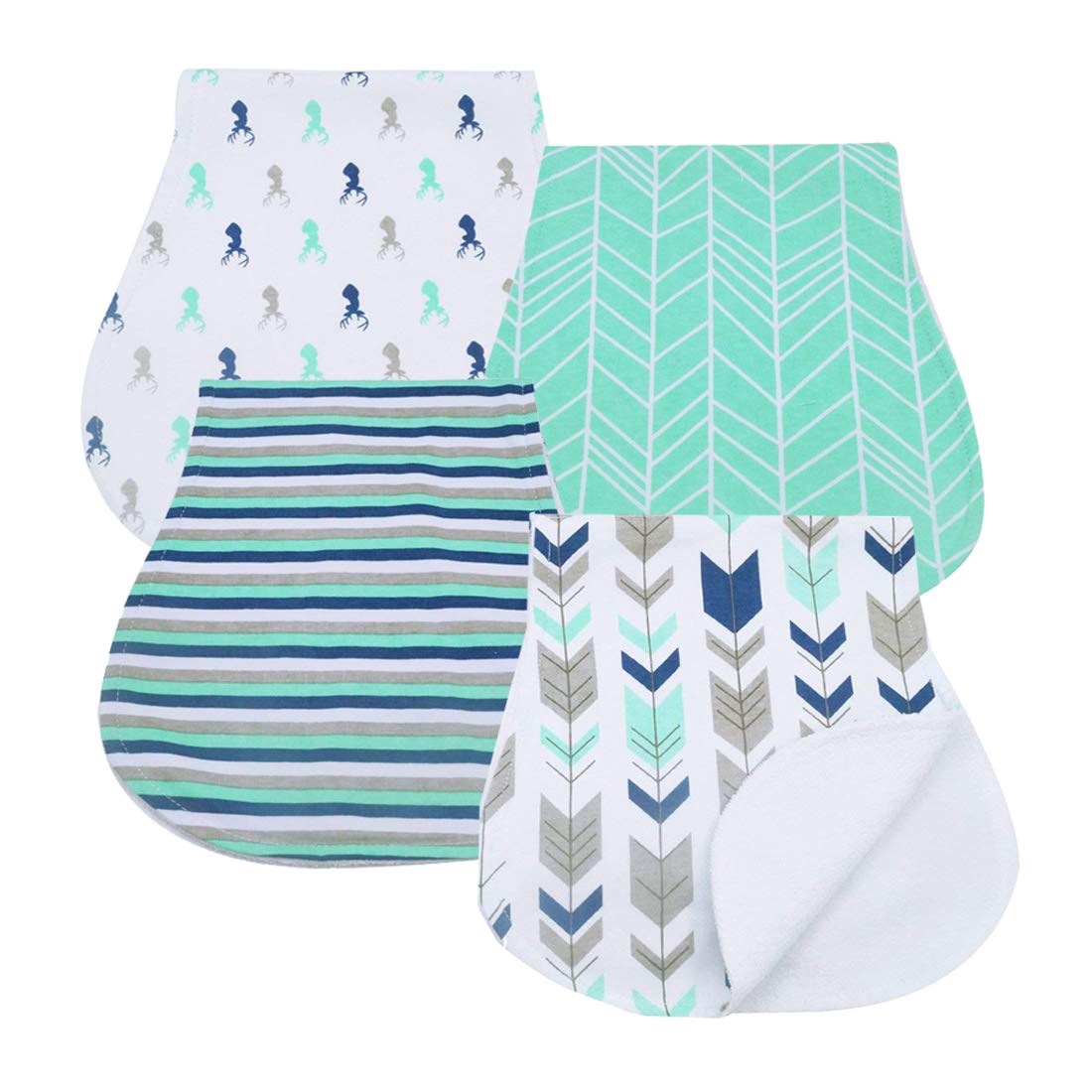 Baby Burp Cloths Set Baby Burp Bibs 4-Pack Feeding Nursing Towel Accessory, Burping Rags for Boys and Girls (K003)