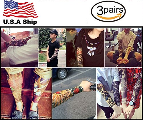 3 Pairï¼ˆ6pcs Tattoo Arm Sleeve Cover Cycling Sun Protective Uv Cover Arm Sleeves(34 design)