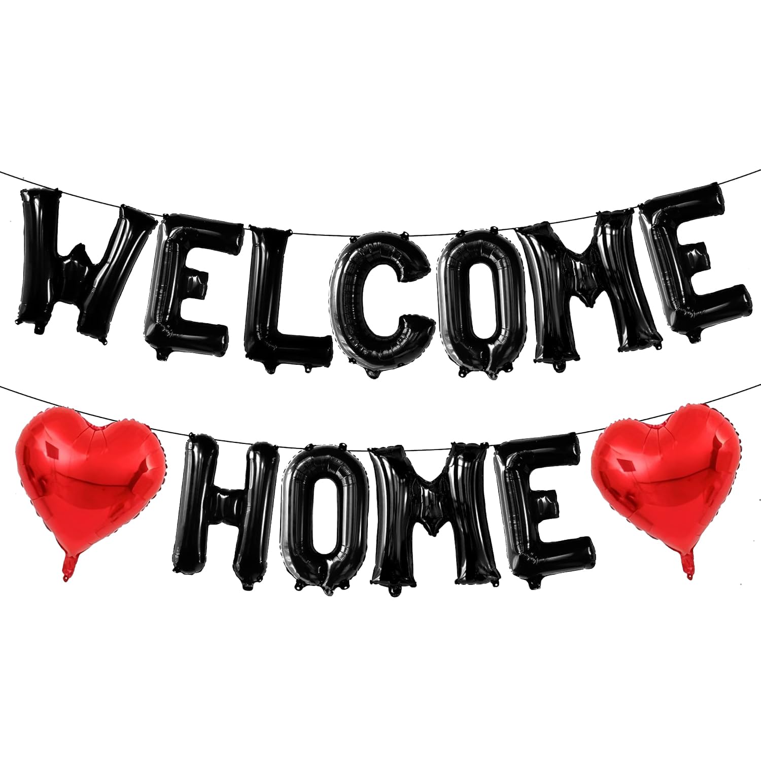 Photo 1 of Welcome Home Balloons Banner 16 Inch Black Leter Foil Balloons for Welcome Home Decorations Homecoming Party Decoration