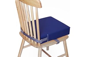 Toddler Booster Seat for Dining Table, VUEJIC Kids Waterproof Booster Seat, Double Safer Adjustable Straps&Non-Slip Bottom, Portable Travel Chair Cushion (Blue)