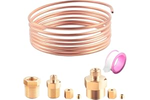 OFBAND 72 Inch Oil Pressure Gauge Kit of Tubing,Copper Tubing for Oil Pressure Gauge Includes 1/8''NPT Male x1/8''OD,1/8''NPT Female x1/8''OD and 1/4''x1/8''NPT,Oil Pressure Gauge Line Kit