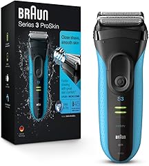 Braun Electric Series 3 Razor with Precision Trimmer, Rechargeable, Wet & Dry Foil Shaver for Men, Blue/Black, 4 Piece