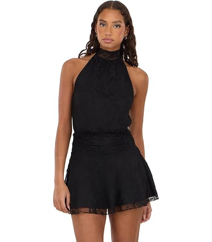 Forever 21 Clip Dot Lace Ruffled Mini Dress Black X-Small at Amazon Women's Clothing store