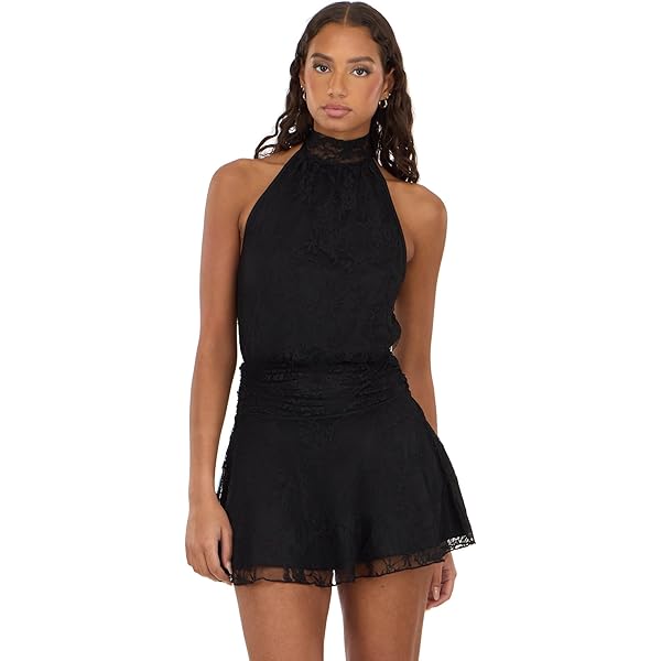 black midi dress sleeveless Lace-Trim Maxi Slip Dress