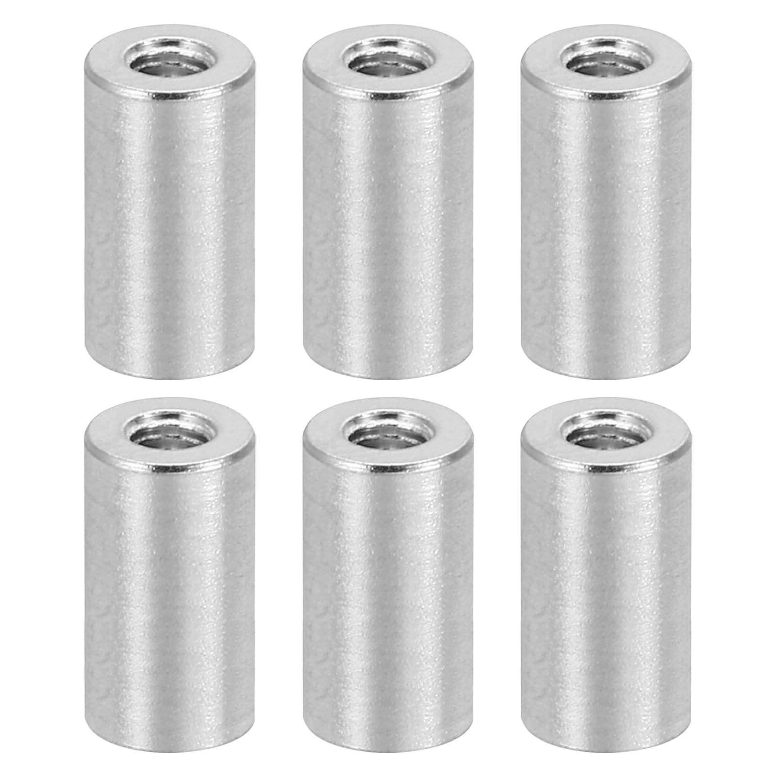 PATIKIL 12pcs M3 Metal Threaded Standoff Spacer Nuts, Round Aluminum Spacers Female Coupling Screws, 1/8" ID x 1/4" OD, Silver, (12mm L)