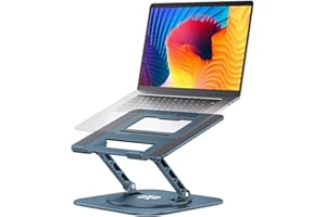 AOEVI Adjustable Laptop Stand with 360 Rotating Base, Computer Stand for Laptop Ergonimic Foldable Laptop Riser for Desk Compatible with MacBook Pro/Air Notebook up to 16 Inches, Navy