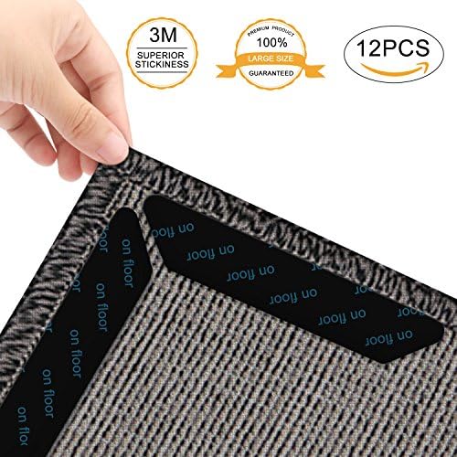 12PCS Rug Grippers, Lifelf Reusable Carpet Grippers With Anti Curling,Ideal Home Anti-slip Rug Pad Tape,Keeps Your Rug in Place and Makes Corners Edge Flat