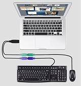 HuaLiSiJi PS2 to USB Adapter Keyboard Mouse Converter Plug Play No Driver Black view 3