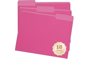 pmybupo Pink File Folders 8.5x11 Inch,1/3 Cut Tab Colored File Folders Letter Size,School Business Office Folders for Document-18 Pack