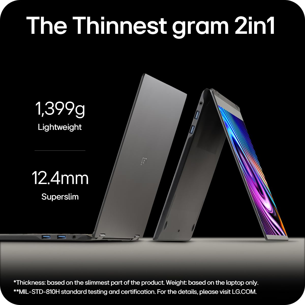 LG gram Pro 2in1 2024 16T90SP - 16 Inch 2.5K IPS Touchscreen 144Hz VRR, Ultra-Lightweight 2-in-1 Laptop, Intel Core Ultra 7 155H, 16GB RAM, 1TB SSD, Windows 11 Home, Stylus Pen, Black