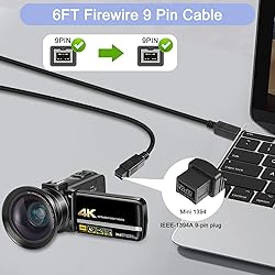 HATMINI 6FT Firewire 9pin Cable,IEEE 1394 Firewire