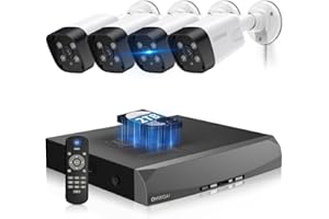 OHWOAI 《130°Wide Angle & 2-Way Audio》Outdoor Security Camera System, IP Wired Cameras, 4K Video Surveillance