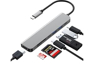 Zyerch USB C Hub, 7 in 1 USB C Docking Station with 4K HDMI,100W PD, 3 5Gbps Data Ports(1 USB-C & 2 USB 3.0),TF/SD Card Reader, USB Hub for Laptop, MacBook Pro/Air/Mac/Dell/HP/ASUS/Acer/Steam Deck