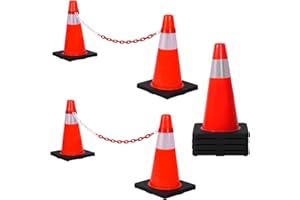 Draywitt 8 Piece 18Inch Traffic Cones,Safety Cones with Reflective Strips,Orange Cones,Premium PVC Material,Heavy-Duty Base f
