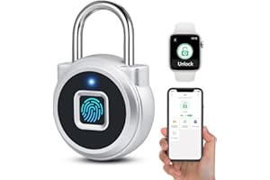 Fingerprint Lock, Dhiedas Gym Lock, Bluetooth Lock, Small Fingerprint Padlock with Keyless, Weatherproof Smart Lock for Gym Locker School Suitcase Cabinet Luggage Storage and Fence