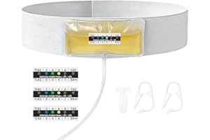 GRLEAYIE Urine Test Complete Kit – Concealed 4 to 6 oz Sample Bag on Belt, Urine Test for Infirmary, Include Test Thermometer Stickers,Refillable Sample Bag on Hi-Stretch Hidden Sample Guard Belt (white M)