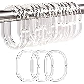 Resze 24 PCS Shower Curtain Rings, Plastic Clear Shower Curtain Hooks, C-Shaped Rings Hook Hanger Bathroom Shower Window Rod