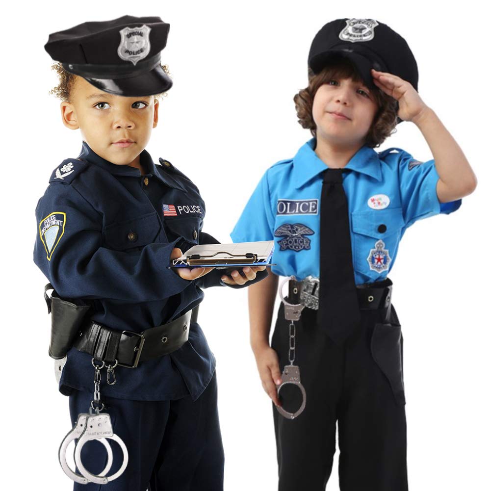 3 otters Police Toys, Heavy Metal Police Handcuffs and Whistles, Suitable for Matching Police Clothing, Best Props for Boys\' Cosplay, 9 PCS