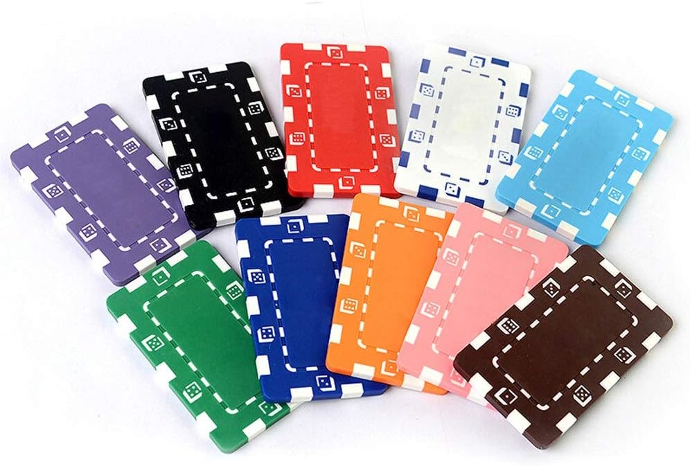 Ghpter Holdem Chips Set Casino Style Chips No Face Value Rectangle Hold'em Mahjong Club Chess Room Game Coin Chips 100 Pieces (Color : Multi-colored, Size : One size)