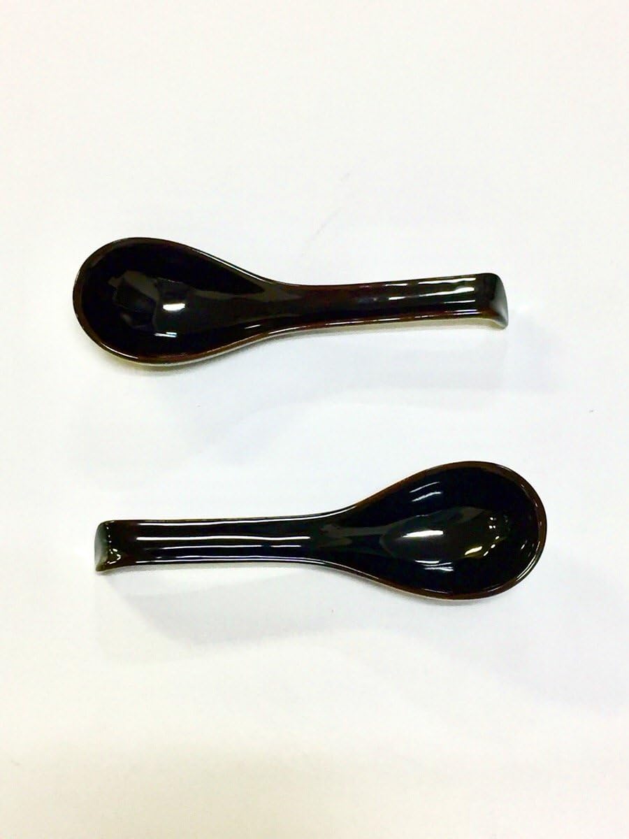JapanStyle Japanese Luxury Ceramic Renge Ramen Spoon 76g [DARK BROWN] x 2pcs