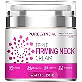 Purelyindia Anti-Aging Neck Cream | Retinol, Collagen & Peptides Triple Firming Moisturizer for Neck, Chin & Décolleté | Lifting & Tightening Cream, 1.7 oz