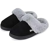 NineCiFun Women's and Men's Memory Foam House Slippers, Faux Fur Lined Indoor Fuzzy Slippers with No-slip Sole, Slip on Suede Home Shoes, Warm Winter Gift for Women & Men