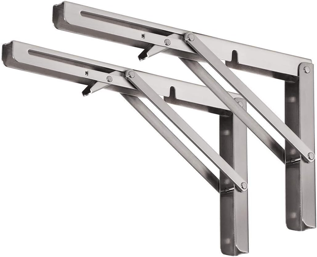 Enzo Foldable MildSteel Table Bracket with Fittings (White, 12 inches