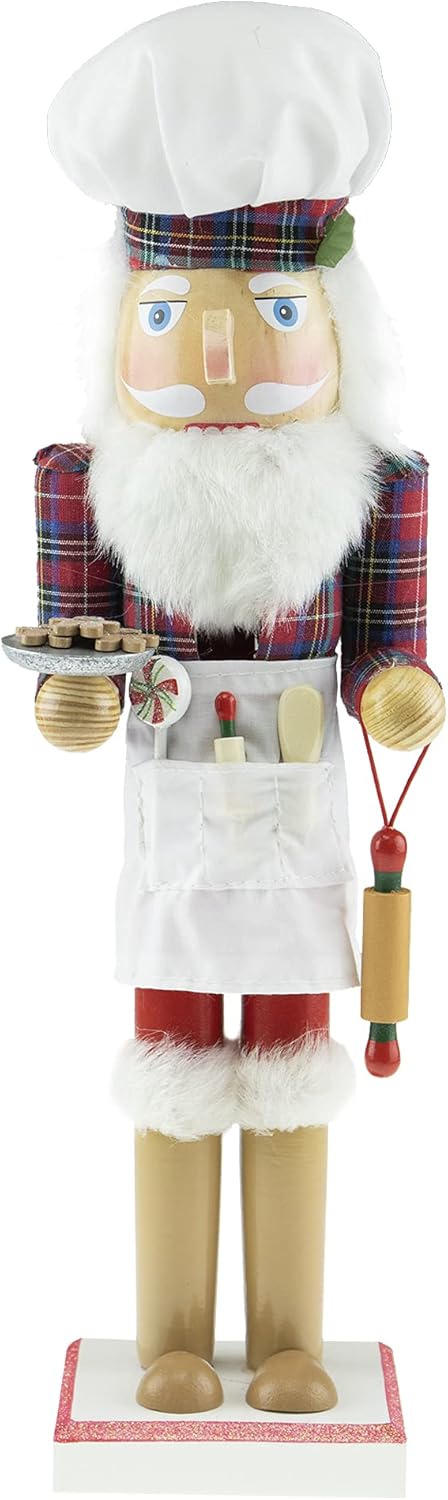 Nutcrackers - Clever Creations Baker Santa 15 Inch Traditional Wooden Nutcracker, Festive Christmas Décor for Shelves and Tables
