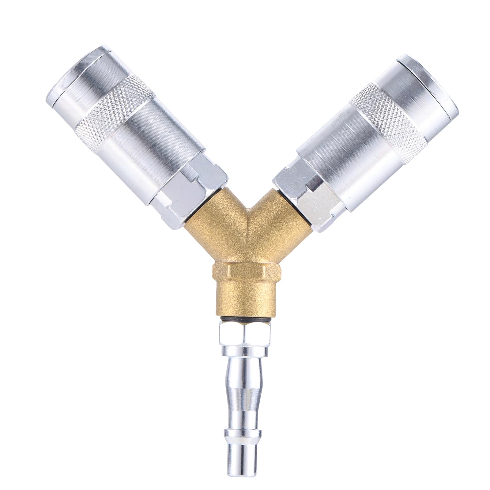 1/4" BSP 3 Way Airline Hose Connectors,Air Compressor Fittings Y Connector Splitter Male/Female Thread Quick Release Coupler — image 1
