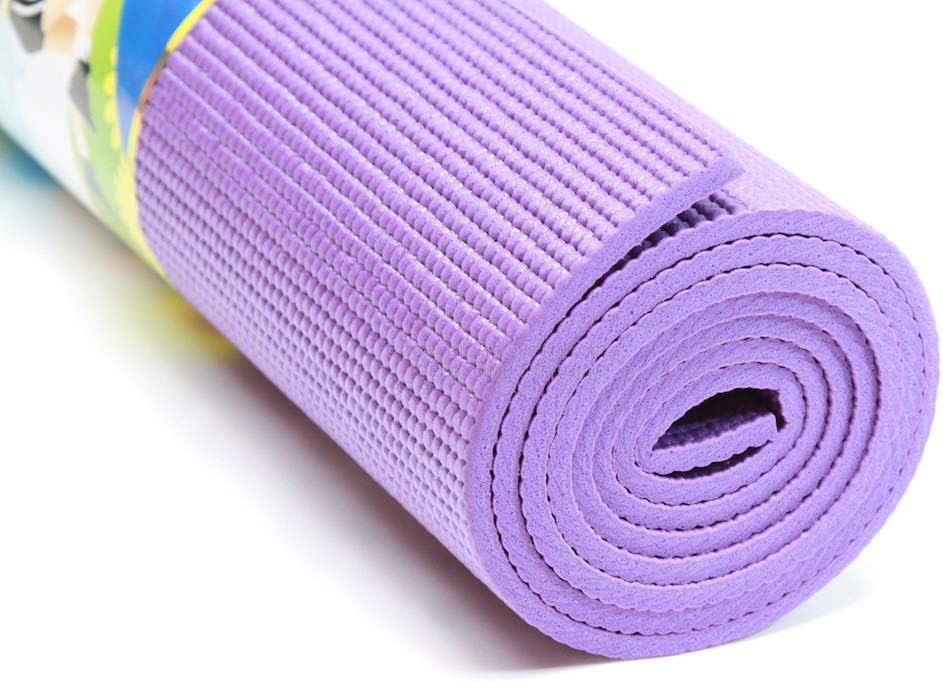 All Purpose High-Density No Slip Pilates, Yoga and Floor Exercise Mat 6 mm 24" x 68" (Purple)